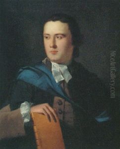 Portrait Of Richard Cope Hopton, In A Brown Coat And Academic Gown, Holding A Book In His Right Hand by Tilly Kettle