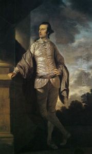 Portrait Of The Hon. Charles Stuart Standing Beside A Stone Column In An Indian Landscape by Tilly Kettle