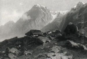 Alm Im Hochgebirge Mit Sennerin