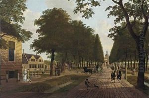 A View Of The Plantage Middenlaan, Amsterdam, With The Residence Of Vlietsorg To The Left And The Muiderpoort In The Distance by Hendrik Keun