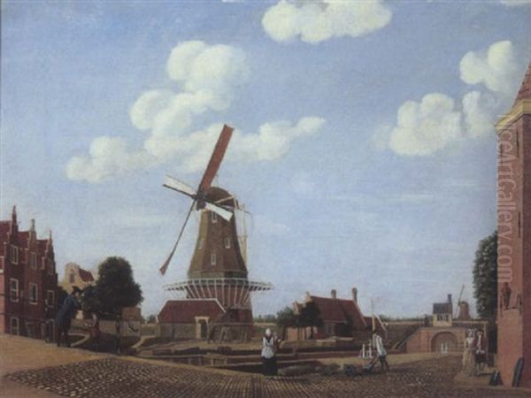 The Sloterdijk Bastion, Amsterdam, With The Mill De Kraay, The Bullebaksluis And The Lijnbaan - view 1