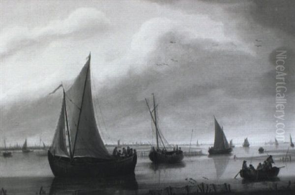 A Dutch Coastal Landscape With Fishermen Hauling In Their Catch - view 1