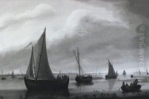 A Dutch Coastal Landscape With Fishermen Hauling In Their Catch by Hendrik Keun