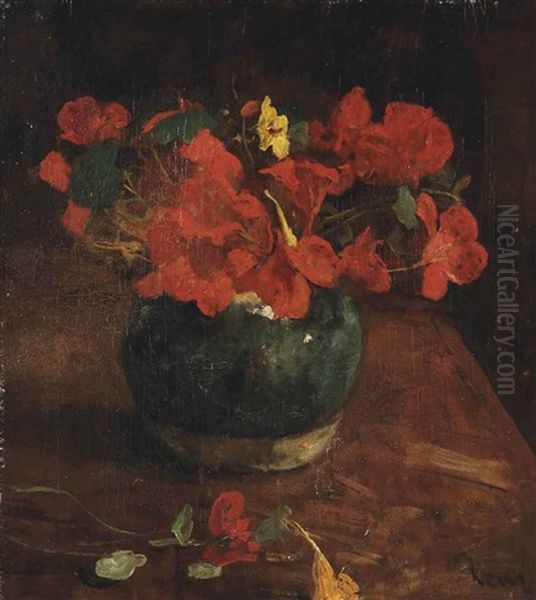 A Still Life With Indian Cress In A Ginger Jar - view 1