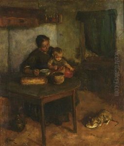 A Mother And Child In An Interior by Jacob Simon Hendrik Kever