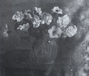 Still Life Of Flowers In A Green Vase by Jacob Simon Hendrik Kever