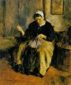 A Peasant Woman Mending Clothes A Peasant Woman Mending Clothes