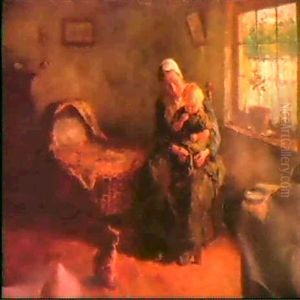 A Cottage Interior With Peasantmother Dressing Up           Her Daughter by Jacob Simon Hendrik Kever