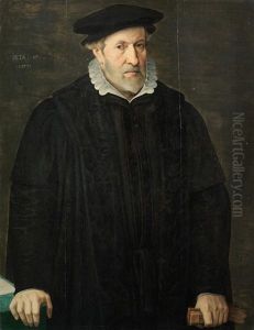 Portrait Of A Gentleman, Half-length, In Black by Adriaen Thomasz Key