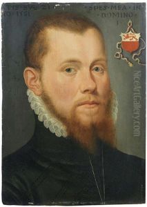 Portrait Of A Gentleman, Bust-length, In Black With A White Ruff And A Silver Chain