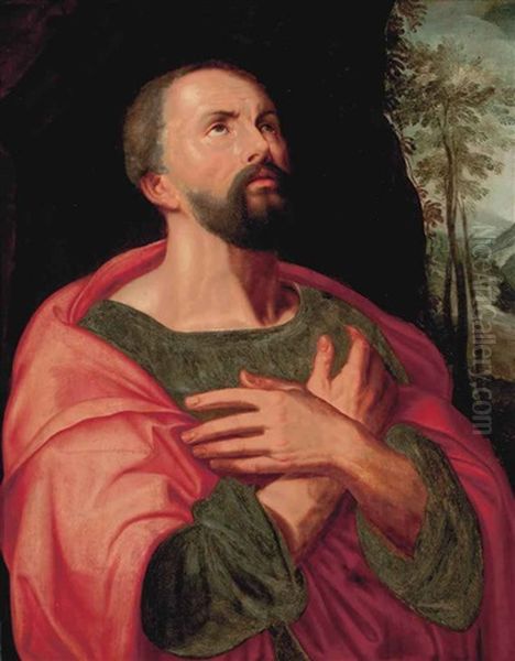 A Male Saint Praying In A Landscape - view 1