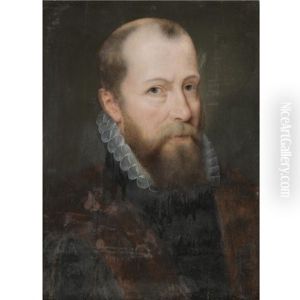 Portrait Of A Bearded Gentleman Wearing A Fur-lined Cloak And A White Embroidered Collar