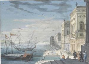 View Of A Fantastical Port, With Two Ships At Anchor
