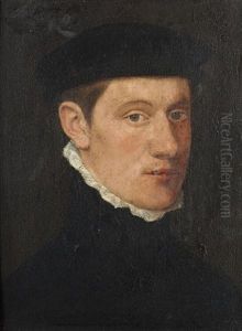 Portrait Of A Young Man, Bust-length, In Black Costume With A White Lace Collar And A Black Hat