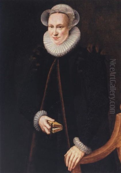 Portrait Of A Lady Wearing A Black Coat And A White Ruff, Holding A Book - view 1