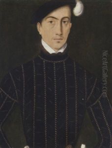 Portrait Of A Gentleman In A Slashed Black Coat And Plumed Black Hat Portrait Of A Gentleman In A Slashed Black Coat And Plumed Black Hat