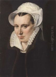 Portrait Of A Lady, Aged 31, In A Black Dress Trimmed With Fur, A White Ruff Collar And A White Headdress