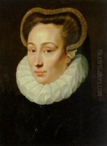 Portrait Of A Lady In A Black Brocade Dress With An Organza Ruff thumbnail