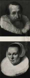 Portraits Of A Man And A Lady by Adriaen Thomasz Key