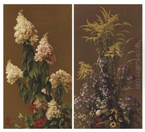 Goldenrod And Other Wild Flowers And Lilacs And Other Garden Flowers (a Pair)