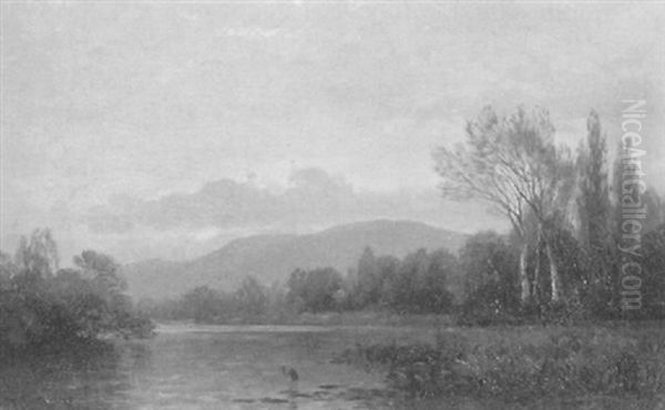 Marshes With Heron, Twilight - view 1
