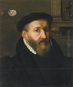 Portrait Of A Gentleman Wearing A Black Beret And A White Collar