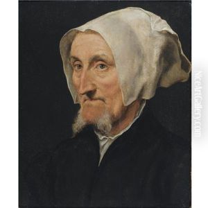 A Portrait Of Margret Halseber Of Basel, The Lady With The Two Beards, Head And Shoulders, Wearing A White Headdress