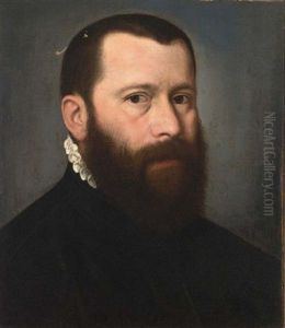 A Portrait Of A Distinguished Gentleman, Bust Length, Wearing A Black Coat With A White Collar