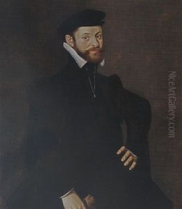 A Portrait Of A Bearded Gentleman, Aged 31, Wearing A Black Coat, Holding Gloves In His Right Hand