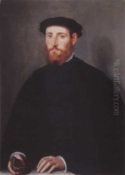 Portrait Of A Man, Called Jacobus Scharon, In Black Costume And Black Hat, His Gloves In His Right Hand - view 1