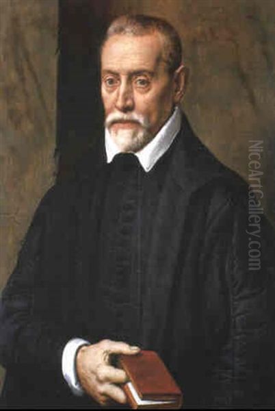 Portrait Of An Academic Holding A Book - view 1