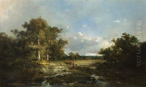 Paysage Anime D'une Scene De Paturage by Emile Keymeulen