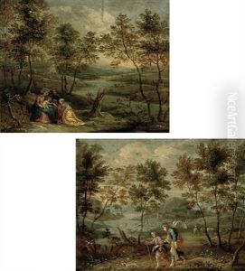 The Mystic Marriage Of Saint Catherine (+ Tobias And The Archangel Raphael; Pair) by Willem de Keyser the Younger