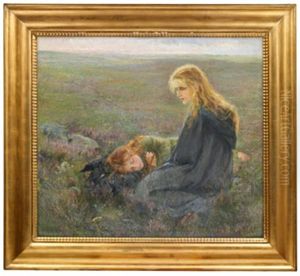 Ljunghed Med Tva Vilande Flickor by Elisabeth Keyser