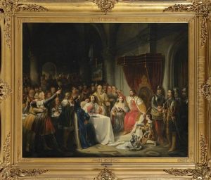 Le Couronnement De La Reine Jeanne De Bourbon Par Charles V by Nicaise de Keyser