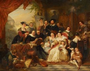 Rubens Im Kreis Seiner Mazene Und Familie. Historisierende Ansicht Im Garten Des Rubenshauses
