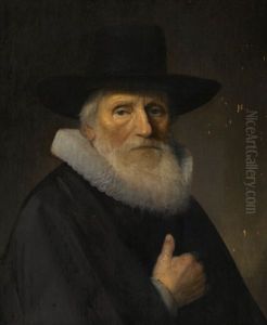 Portrait Of A Gentleman Wearing A Wide-brimmed Hat And Ruff, Half-length by Thomas De Keyser