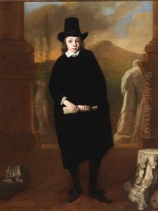 Portrait Of A Young Man Dressed In Black And Surrounded By Antique Sculptures (including The Farnese Hercules)