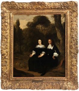 Portraitbildnis Eines Paares In Baumlandschaft