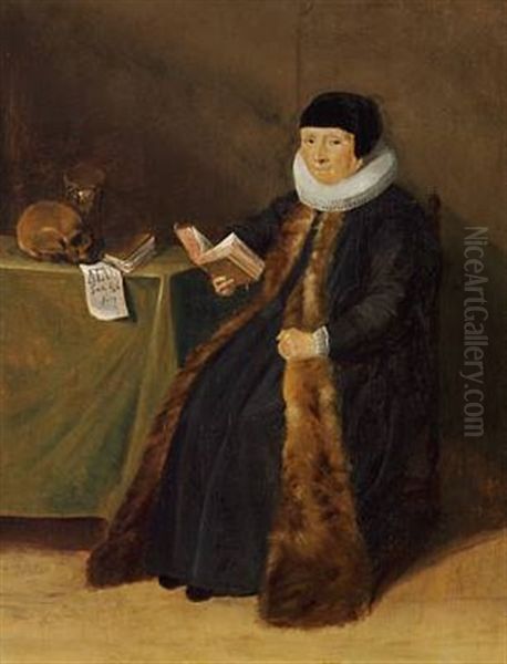 Memento Mori- Interior With A Woman, A Skull And A Note With The Inscription: Aetatis Sua 85 - view 1
