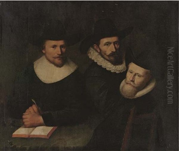 Portrait Of Three Gentlemen, Seated, Half-length, At A Table - view 1