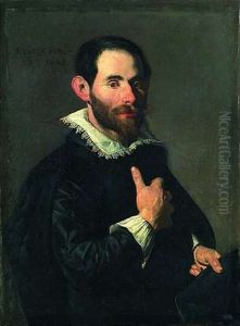 Bildnis Einer Herren In Schwarzer Kleidung, Einen Hut Haltend by Thomas De Keyser