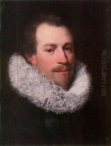 Portrait Of A Gentleman Wearing A Black Tunic And White Ruff by Thomas De Keyser