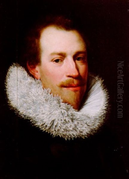 Portrait Of A Gentleman Wearing A Black Costume And White Ruff - view 1