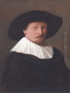 Portrait Of A Gentleman, Aged 32, Small Half-length, In Black Costume by Thomas De Keyser