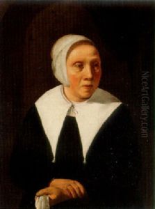 Portrait Of A Lady, Half-length, In A Dress With Collar And Headdress