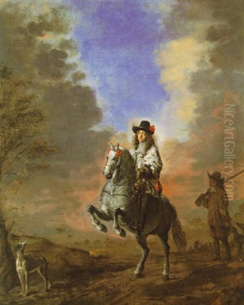 Equestrian Portrait Of A Man With A Page - view 1