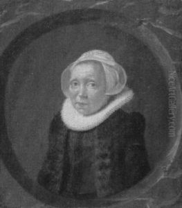 Portrait Of A Lady, Small Half Length, Wearing A Black      Dress With A Fur-trimmed Coat And A White Ruff by Thomas De Keyser