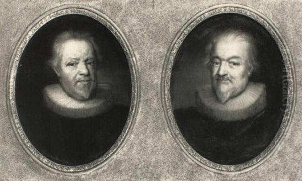 Portraits Of Two Gentleman In Black Costume With White Ruffs - view 1