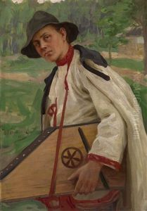 Young Musician With A Kokle by Nikolai Vasilievich Kharitonov